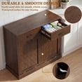 thumbnail image 4 of 15 Gallons Double Tilt-Out Trash Cabinet, Hidden Garbage Storage with Drawer & Diagonal Pattern for Kitchen & Living Room, Walnut, 4 of 8
