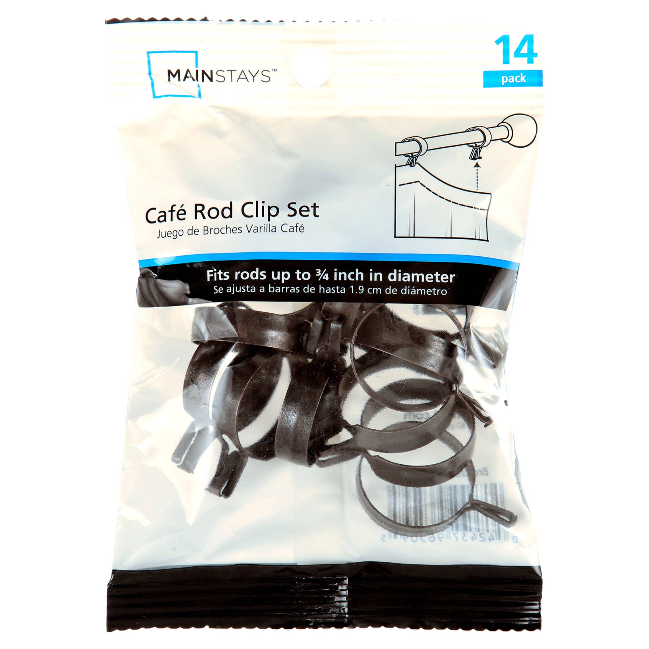Mainstays Café Curtain Clip Rings, 14 pack, Bronze