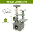 thumbnail image 3 of Gymax 48'' Tall Cat Tree w/ Large Condo Padded Top Perch Jute Scratching Post Tunnel Light Grey, 3 of 10