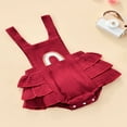 thumbnail image 2 of Baby Summer Ruffle Romper  Sleeveless Elastic Waist Rainbow Embroidery Strap Bodysuit, 2 of 6