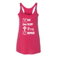 thumbnail image 2 of Eat Sleep Pray Repeat for Christians Faith | Womens Inspirational/Christian Premium Tri-Blend Racerback Tank Top, Shocking Pink, Small, 2 of 3