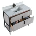 thumbnail image 4 of Fine Fixtures Serenity 36 in. W x 18 in. D x 33.5 in. H Bathroom Vanity in Bright Taupe with White Carrara Stone Top in White with Black Hardware, 4 of 4