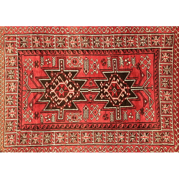 Ahgly Company Indoor Rectangle Persian Orange Traditional Area Rugs, 7' x 10'