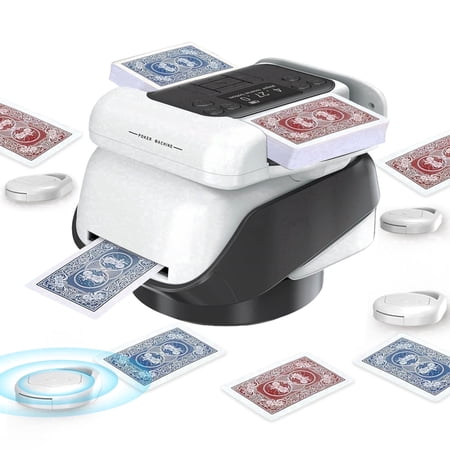 Gijjgole 2-in-1 Automatic Card Shuffler and Dealer Machine with 4 Remotes for 1-2 Decks, USB-C Rechargeable, Supports 1-12 Players, Programmable, for Poker, UNO, Blackjack, Texas Holdem
