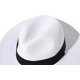 thumbnail image 3 of Sombrero Panamá enrollable de paja de ala ancha para mujer, cinturón con hebilla, sombrero para el sol de playa Fedora UPF50+ (4 blancos) brillar Electrónica, 3 of 5
