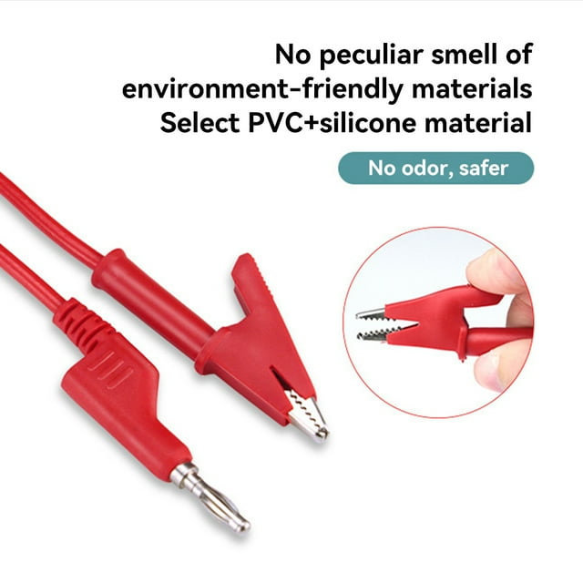 1M DC Banana Plug Multimeter Voltage Test Power Cable Plug Multimeter Power Portable Soft PVC Testing Wire Electronic Detecting Accessory Green