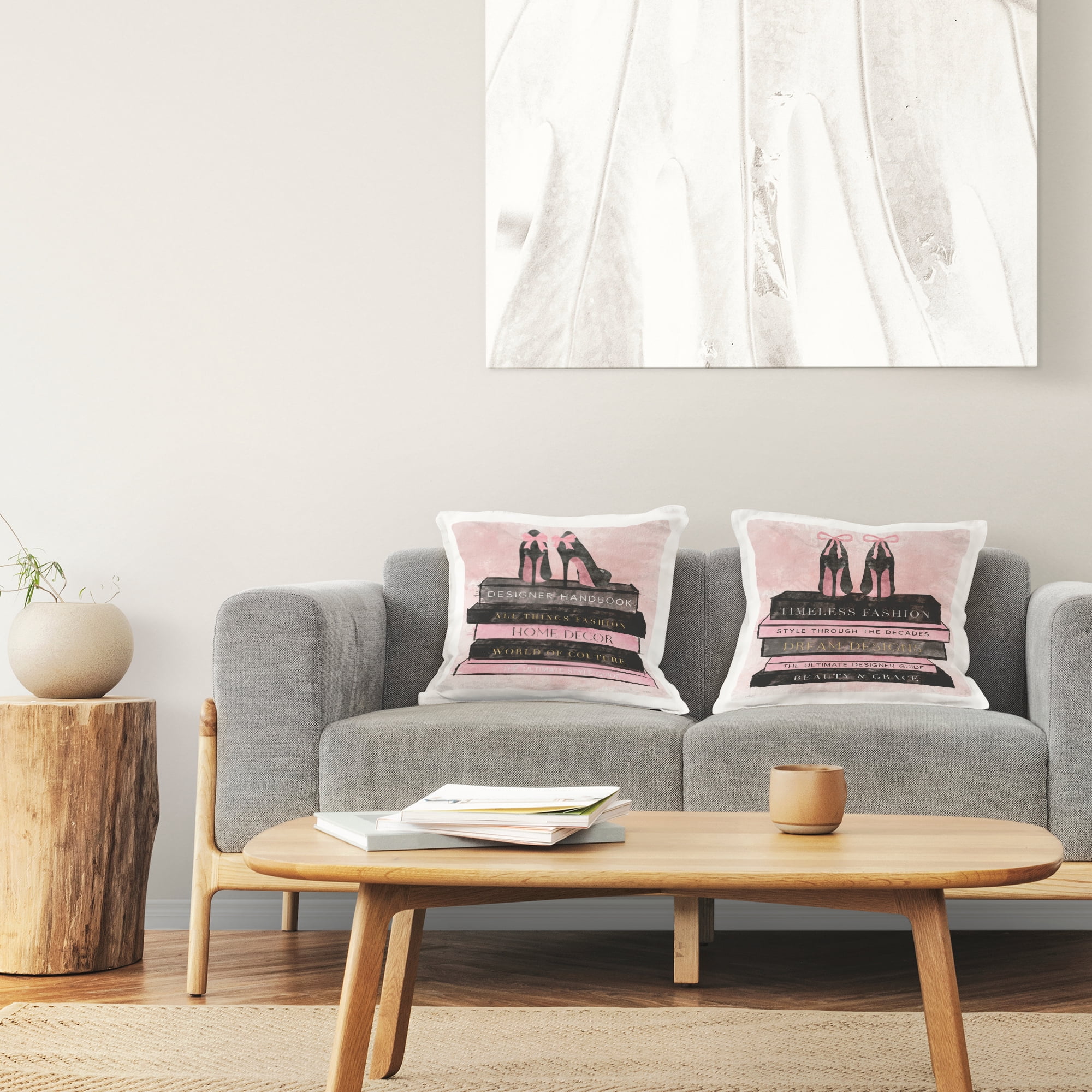 Stupell Industries Pink Heels Atop Books 2 Piece Decorative Printed Throw Pillow Set, design by Natalie Carpentieri, 18 x 7 x 18
