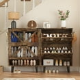 thumbnail image 3 of Prime Garden Shoe Cabinet with 2 Flip Drawers, Freestanding Shoe Cabinet Organizer with Metal Legs, Shoes Storage Cabinet for Entryway, Narrow Shoe Rack Cabinet, Brown, 3 of 6