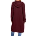 thumbnail image 4 of Dwellite Women's Zip Up Hoodies Oversized Fleece Long Tunic Sweatshirts Casual Fall Jacket Coat with Pockets Wine XL, 4 of 6