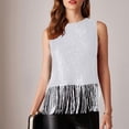 thumbnail image 4 of Womens Tank Tops 1PC Set Sparkly Fringe Sleeveless Crewneck Sequin Tassel Club Outfit Women's Summer Tops, 4 of 4