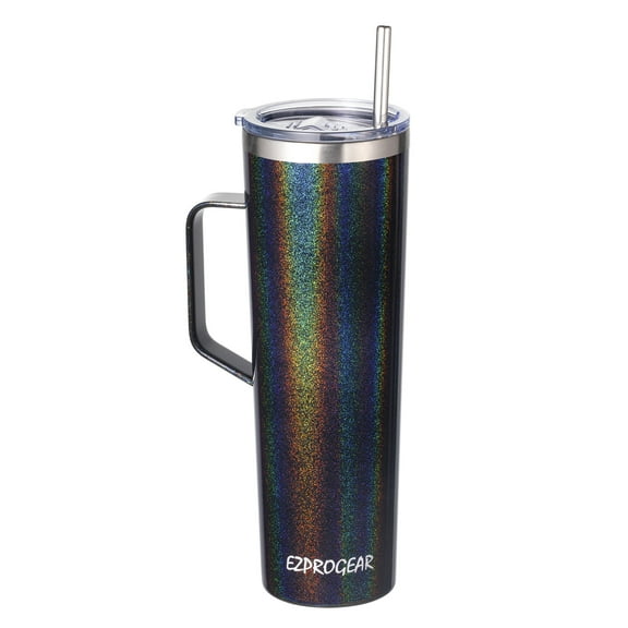Ezprogear 34 oz Stainless Steel Coffee Mug with Handle Double Wall Insulated Cup for Travel (Glitter Black)