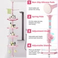 thumbnail image 5 of 32-122inch Corner Shower Caddy Tension Pole Pink, Rustproof Drill-Free Shower Shelves for Bathroom Bathtub Washbasin, Adjustable Shower Organizer with 4 Tier Patent Stable Shelves & Towel Bars, 5 of 13