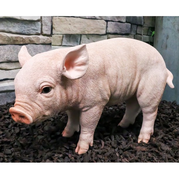 Ebros Large Adorable Realistic Animal Farm Babe Pig Piglet Statue 15 L
