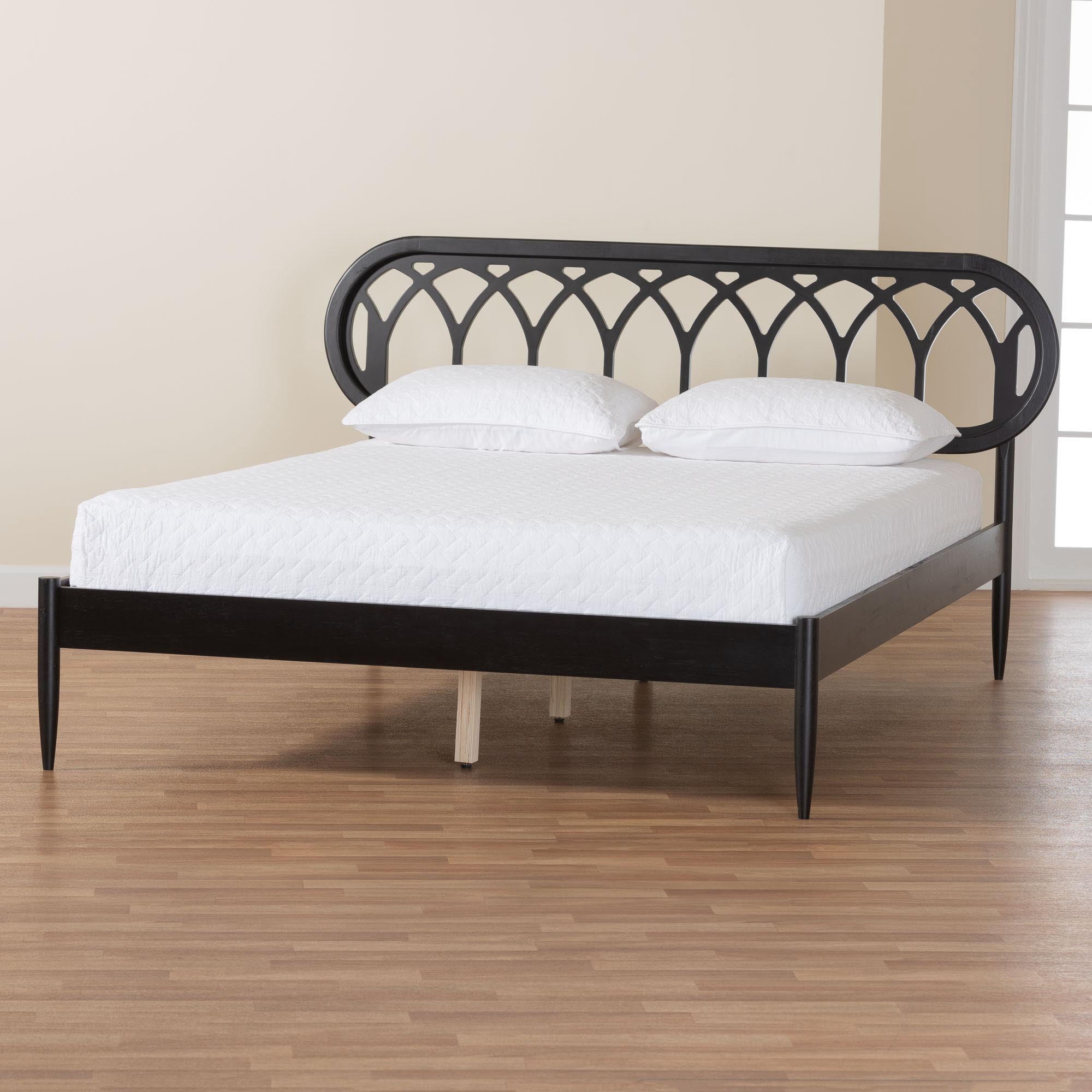 Baxton Studio Florica Art-Deco Platform Bed, Queen, Black