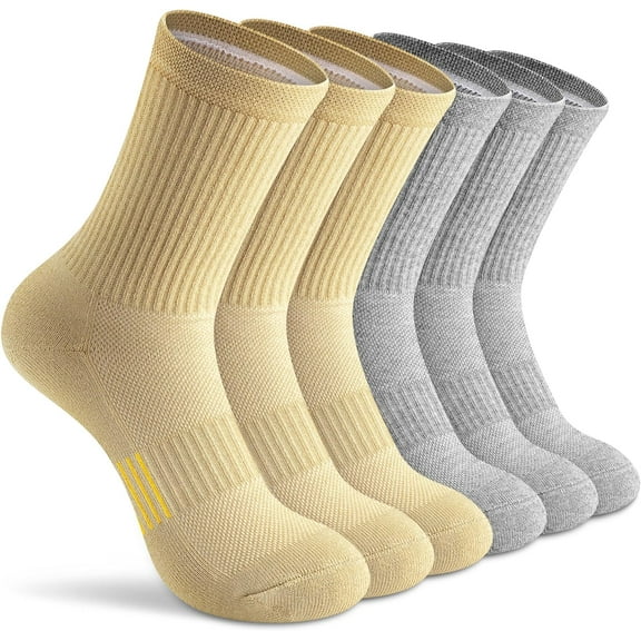 Crew Socks Women Running Hiking Thick Cushiones Athletic Socks 5-6 Pairs