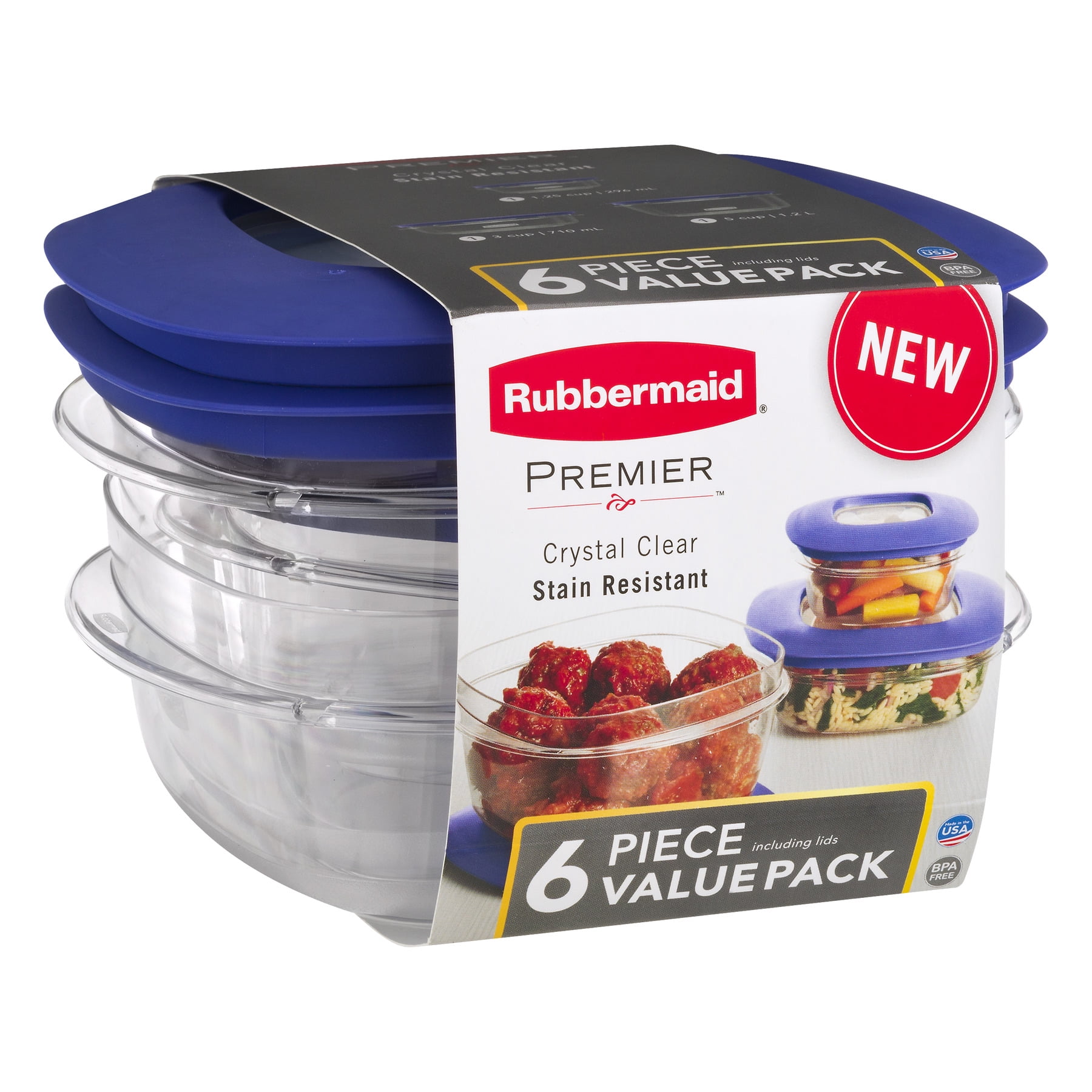 Rubbermaid Container, Crystal Clear & Stain Resistant, Premier, 3