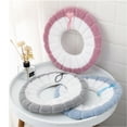 thumbnail image 2 of 2Pcs Soft Fabric Home Toilet Seat Cover Pads Cushion Warmer Cover Mat Washable, 2 of 10
