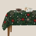 thumbnail image 3 of Xmas Table Cloth Square - Snowflake Tablecloth Winter Poinsettia Floral Table Cover for Dining Kitchen Picnic Party Decor 54 Inch, 3 of 8