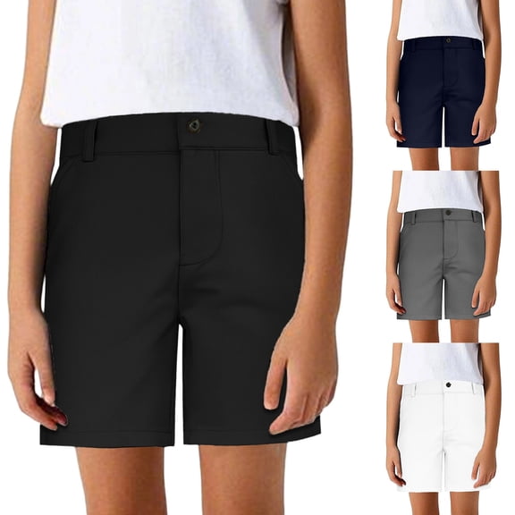 Boys Khaki Shorts Boys School Uniform Shorts Adjustable Elastic Waistband Boys Shorts for Golf Outdoors