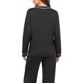 thumbnail image 4 of Women Fashionable Casual Loose Solid Color V Neck Long Sleeved Pants Pajama Set Top Pants Set, 4 of 7
