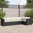 thumbnail image 1 of vidaXL 5 Piece Garden Lounge Set with Cushions Black Poly Rattan, 1 of 5