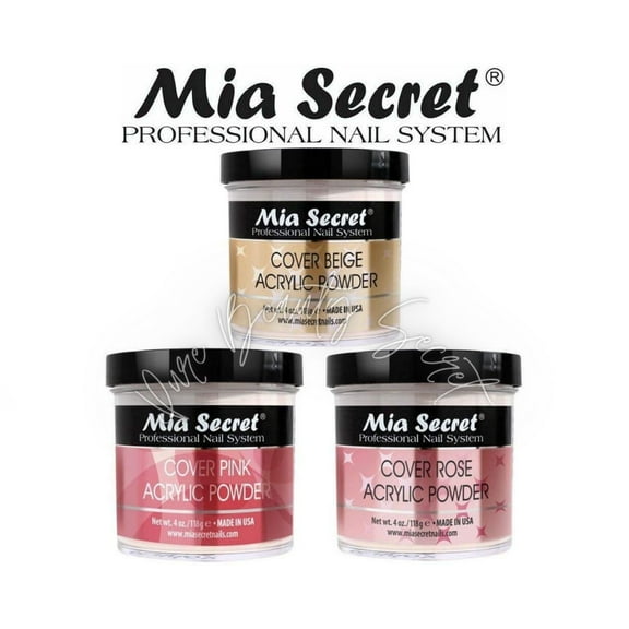 Mia Secret Acrylic Cover Powder r 4 oz x 3 (Beige/Pink/Rose)