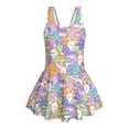 thumbnail image 4 of COEQINE Girls One Piece Swimsuit with Attached Liner, Scoop Neck V-Back Swim Dress for Swim Lessons, Polyester Spandex Bathing Suit for Girls 3-4 Year Olds, Cute Easter Bunny Egg, 4 of 8