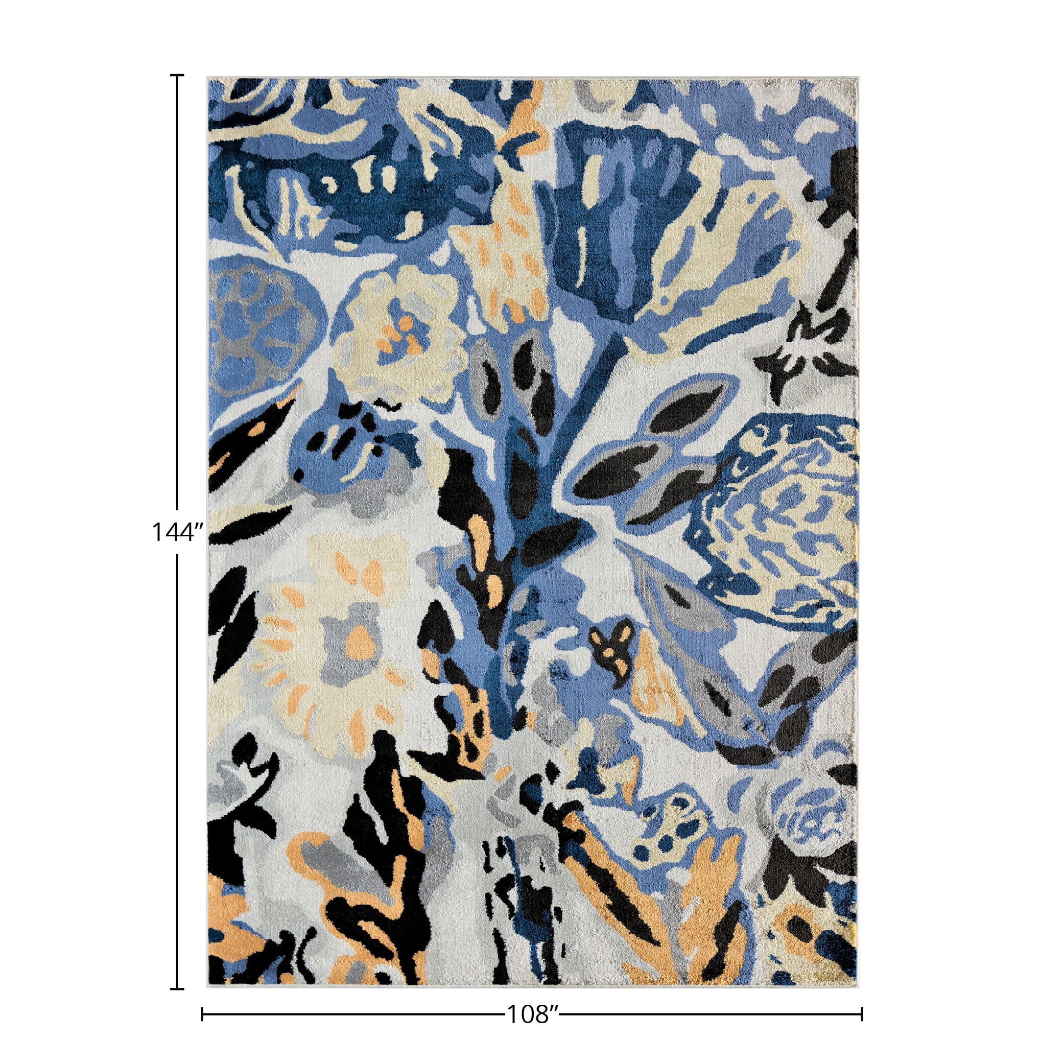 Rugs America Hanna VA15C Spring Delight Floral Transitional Blue Area Rug, 9'x12'
