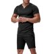 thumbnail image 2 of Pantalones de Cordón para Hombre Color Sólido Casual Ejercicio Bolsillo Pantalones Cortos Manga Corta V-Cuello Blusas Conjuntos, 2 of 7