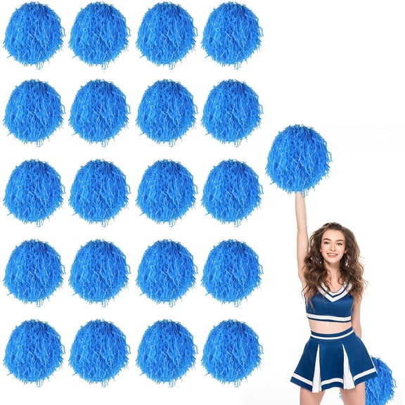 20 Pcs Cheerleader Pom Poms,with Baton Handle for Rooters Cheering Squad Team Spirit Sports (Matte Blue)