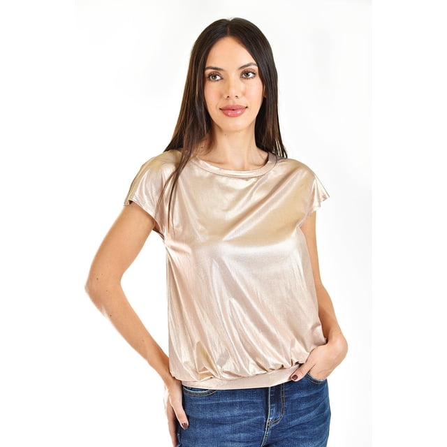 Blusa Roman Fashion Juvenil Efecto Metalico 0001 Dorado