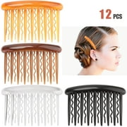 Roofei 4 Pcs Hair Combs for Women, Portable Side Comb Hair Accessories Plastic Teeth Hair Side Combs, Wavy Teeth Hair Comb for Fine Hair (4 Colors)