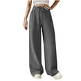 thumbnail image 1 of Timegard Pants for Women Wide Leg Drawstring High Waist Lightweight Casual Loose Trousers Solid Color, 1 of 8
