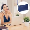 thumbnail image 7 of Travel Makeup Bag Makeup Brush Holder Cosmetics Storage Bag Portable Dark Blue PU Leather M Size, 7 of 7