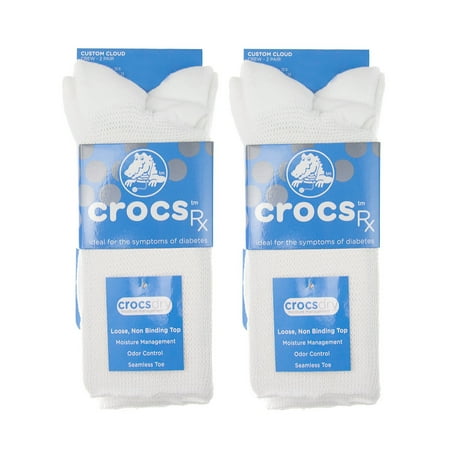4-Pairs-Crocs-Dry-Diabetic-Non-Binding-Medical-Crew-Socks-White-Medium