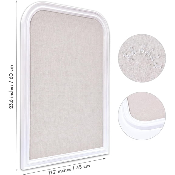 Bulletin Board with Linen, 23.6x17.7 inches Bulletin Board with White Wood Style Frame, Decorative Hanging Pin Board Vision Board Message Board for Office School Home Decor(2R&2S,L-4560,1p)