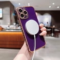 thumbnail image 2 of Compatible with iPhone 14 Pro Max Magnetic Case for Women Girls,Light Luxury Cute Love Heart MagSafe Plating Electroplated Bling Case Raised Full Camera Lens Protection Phone Case-Deep Purple, 2 of 6