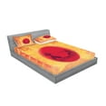 thumbnail image 2 of Ambesonne Japanese Fitted Sheet & Pillow Sham Set, Ninjas Vintage Sunset, Full, Mustard and Purple, 2 of 2