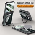thumbnail image 2 of ELEHOLD For Motorola Razr 2025/2024 with Front Screen Protector,360° Rotating Ring Kickstand Magnetic Mag-Safe Compatible Clear Cover with Hinge Protector Anti-Yellow PC Back,Green, 2 of 8