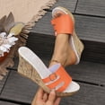 thumbnail image 6 of Dakaela Women's Leather Wedge Sandals 3.54 Inch Cutout Platform Dressy Summer Shoes Comfortable Ladies Cork Wedges High Heels Orange Size 9, 6 of 9