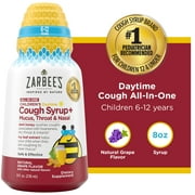 Zarbees Kids All-in-One Daytime Cough, Age 6-12, Honey, Turmeric, B3,6,12 & Zinc, Grape, 8FL Oz