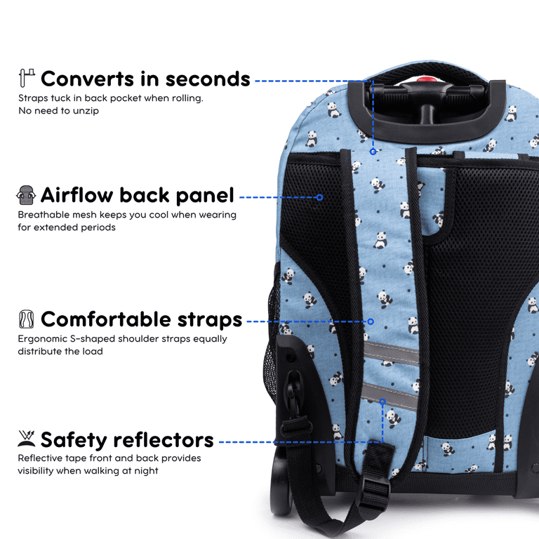 New J World Panda Rolling Backpack Amazon.com | J World Sunrise Kids Rolling Backpack with  main image 2