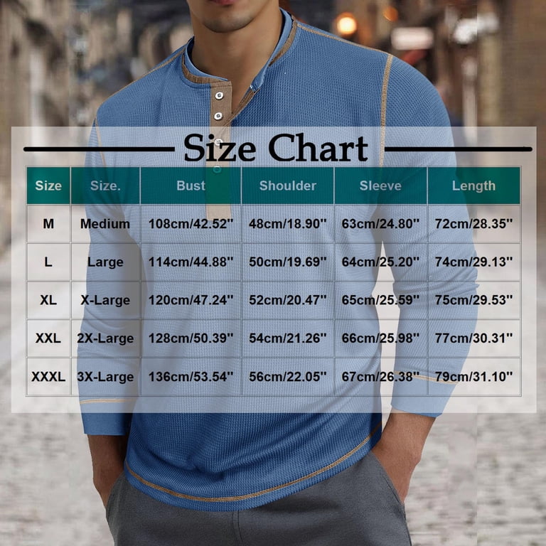 VSSSJ Mens Long Sleeve Henley Shirt Round Neck Button Up Waffle