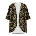 thumbnail image 4 of Nrmvnmi Women Open Front Lightweight Cardigan Summer Puff Sleeve Cardigans Fashion Floral Printed Kimono Cardigan Casual Loose Fit Cover Up Blouse Tops, 4 of 5