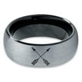 thumbnail image 2 of Tungsten Archery Bow Arrows Crossed Band Ring 8mm Men Women Comfort Fit Black Dome Brushed Gray Polished, 2 of 4
