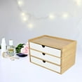 thumbnail image 4 of veasfak Bamboo Desktop Storage Drawer Scissors Supplies Premium for Study Bathroom white white three layer, 4 of 9