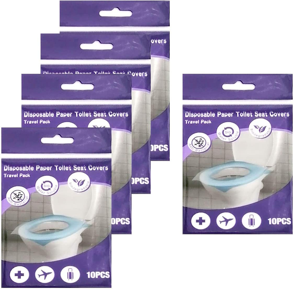 100-Count Disposable Toilet Seat Covers Flushable Paper Travel Pack Rockland Guard 