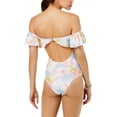 thumbnail image 2 of Raisins Juniors Maui Garden Off-The-Shoulder Ruffle Cheeky One-Piece Small, 2 of 3