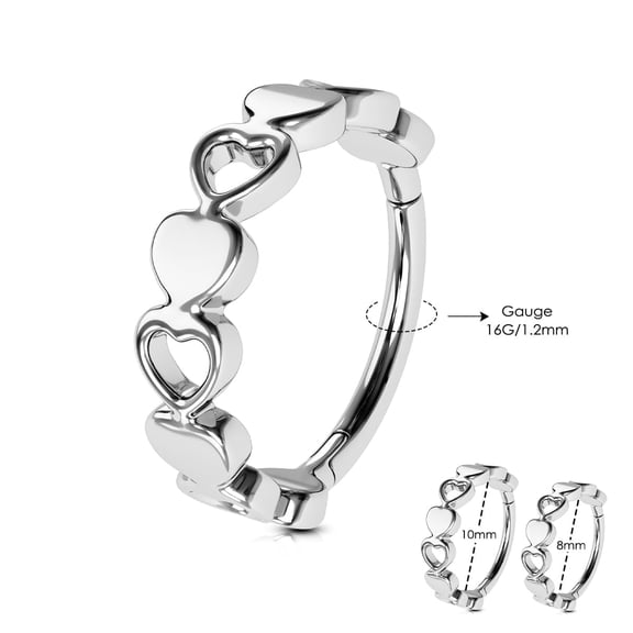 OUFER Mini Huggie Hollow Out Heart Hoop Earrings Stainless Cartilage Earrings for Women