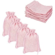 100 pc Polyester Imitation Burlap Packing Pouches Drawstring Bags Flamingo 13.5x9.5cm
